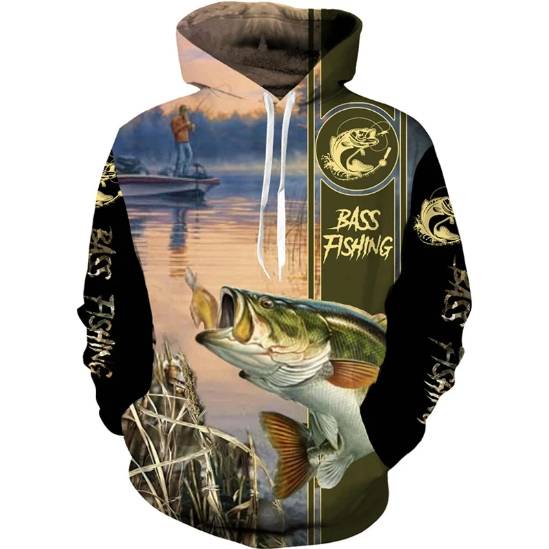 New 3D Printing Carp Fishing Men\'s Hoodie Fashion Outdoor Camping Pullover Clothing Wild Fishing Enthusiast Hooded Sweatshirt