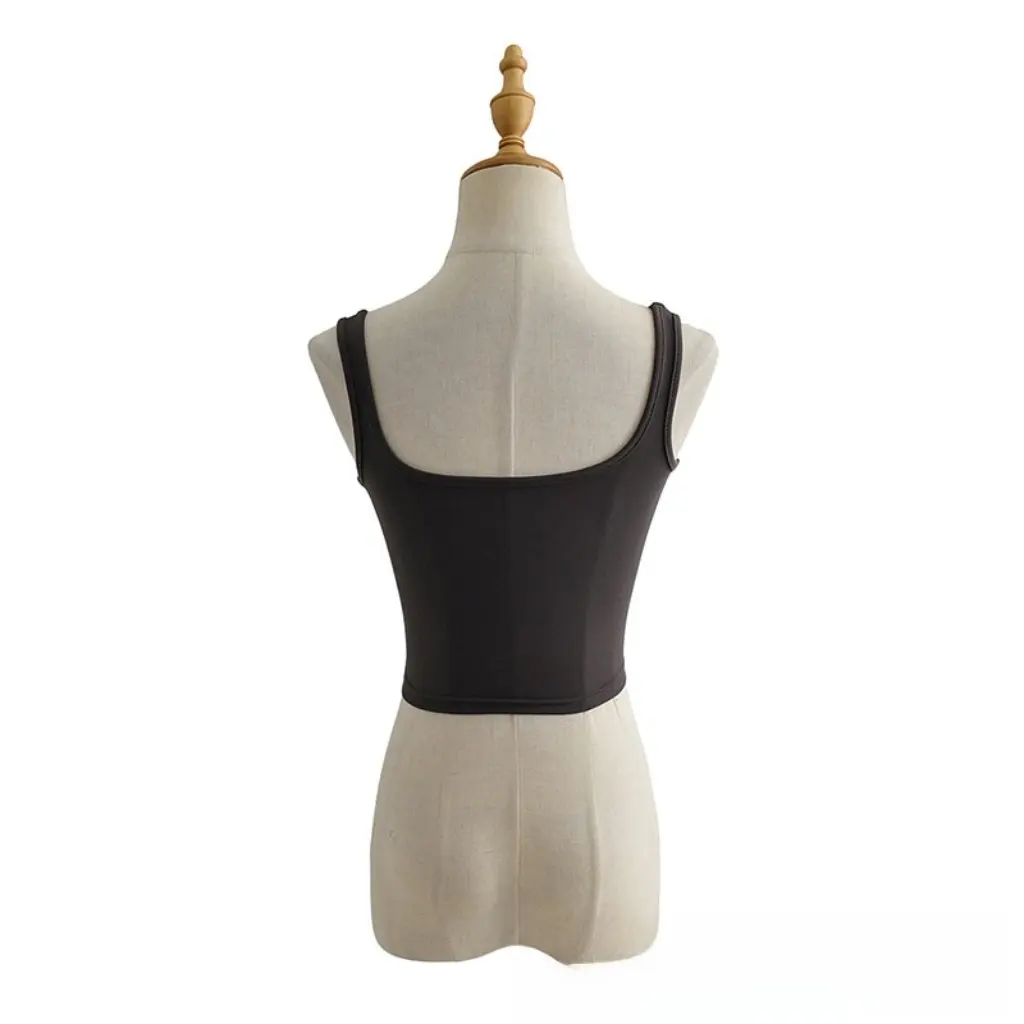 

YPFF Summer Solid Color Sports Base Vest Letter Labeling Sling Tight Short Navel Tube Top Women's Fashion Casual Wear