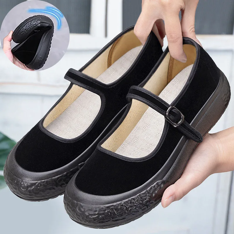 

2026 new affordable mary jane shoes mom comfortable flats women's spring summer flat shoes strappy fabric moccasins woman flats