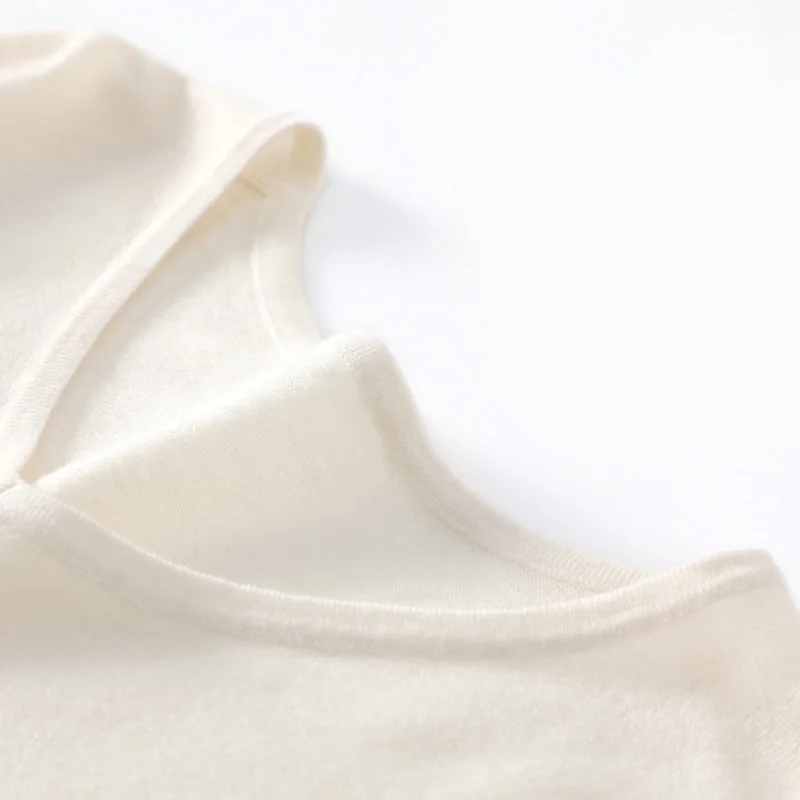 DjzDsm Woman High-quality imitation 100%Pure Merino Wool V-Neck Autumn Winter Sweater Comfortable Warm Knitwear for Casual Wear