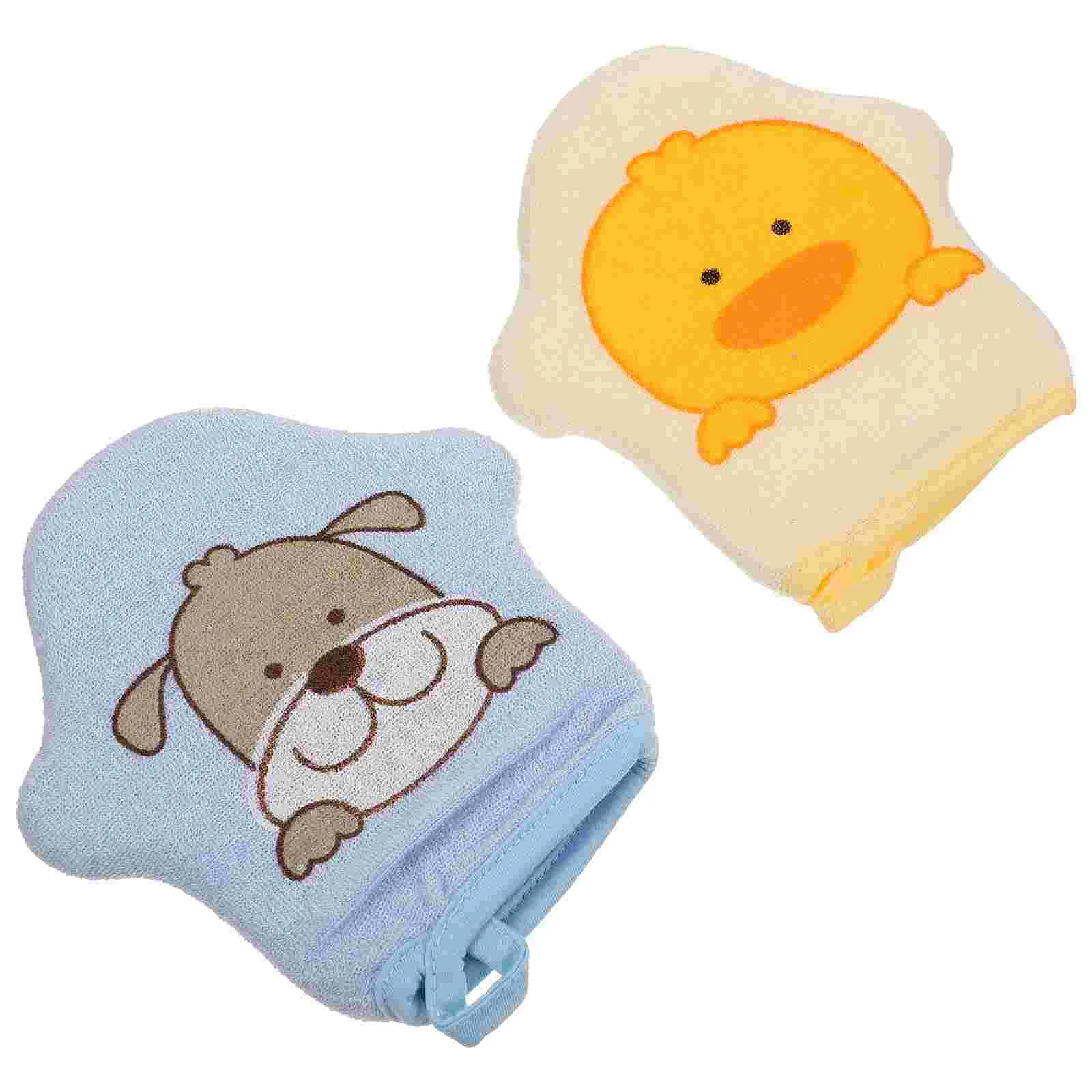 2 Pcs Bath Cotton Deep Cleaning Brush Face Scrub Towel Wet Wipes Shower Glove Gloves Back Rubbing Bathing Newborn Baby