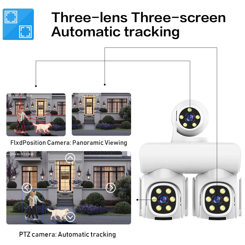 Imagem -02 - Linook 12mp 6k Lentes Wi-fi sem Fios Cctv ao ar Livre à Prova de Água Câmara Web Câmara de Segurança Wi-fi Controlo 355 Ptz