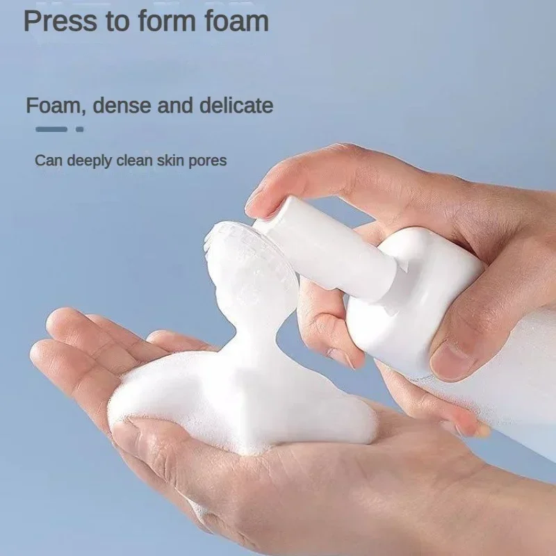 100ML Soap Foaming Bottle Plastic Refillable with Silicone Clean Brush Portable Facewashing Mousse Foam Bottles for Travel