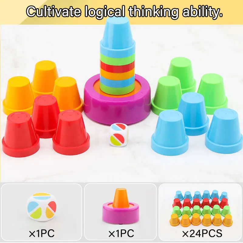 Montessori Color Matching Stacking Cup Kids Toys Sensory Play Logical Thinking Training Board Game Educational Toys For Children