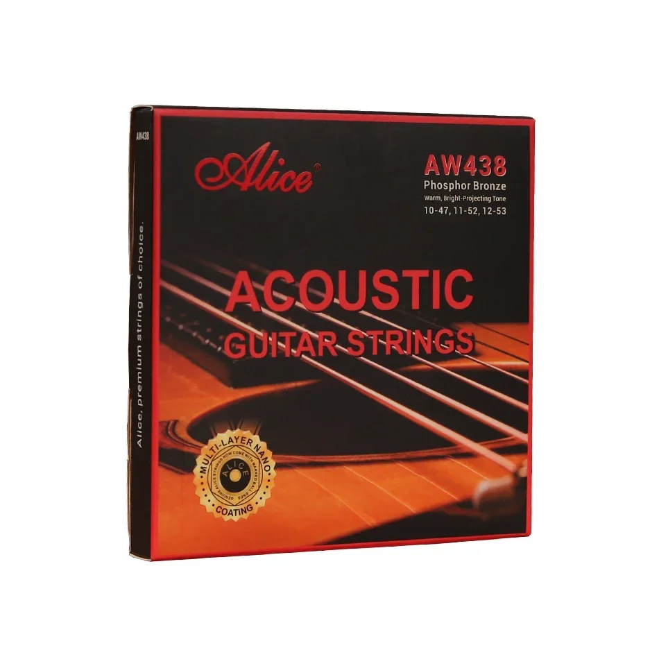 Alice AW438 Akustikgitarrensaite, mehrschichtige Nano-Beschichtung, Phosphorbronze, Folk-Gitarrensaiten, 10–47,11–52,12–53