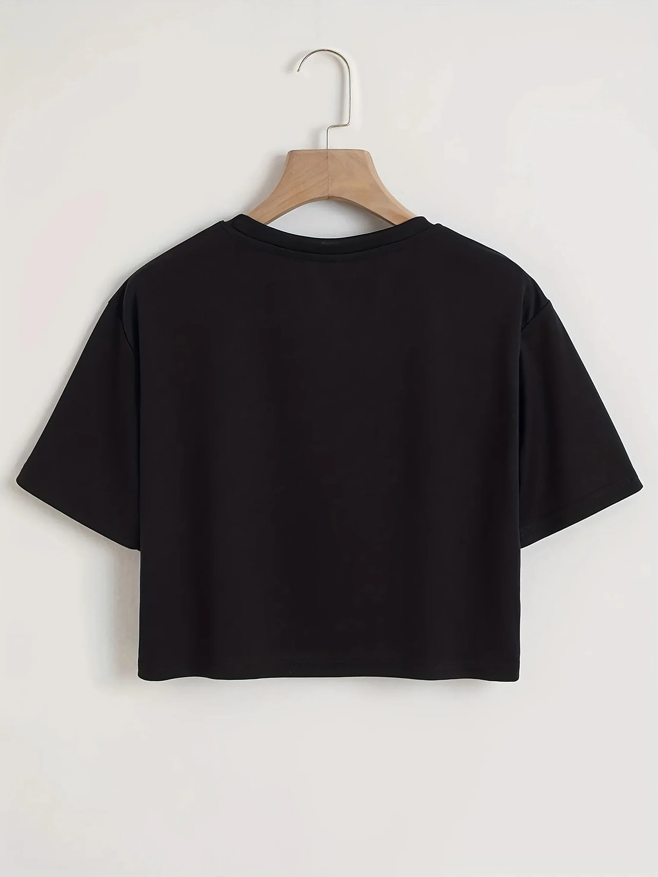 Eat Sleep Rave Repeat Spicy Girl Casual Street Wear Umbilical Top Spring/Summer Harajuku Short Sleeve Short T-shirt