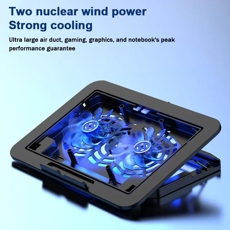 7 Height Adjustable Air-cooled Cool Wind Gaming Laptop Cooler Large Size for 12-17\'\' Tablet Notebook Cooling Pad 1200 RPM 2 Fans