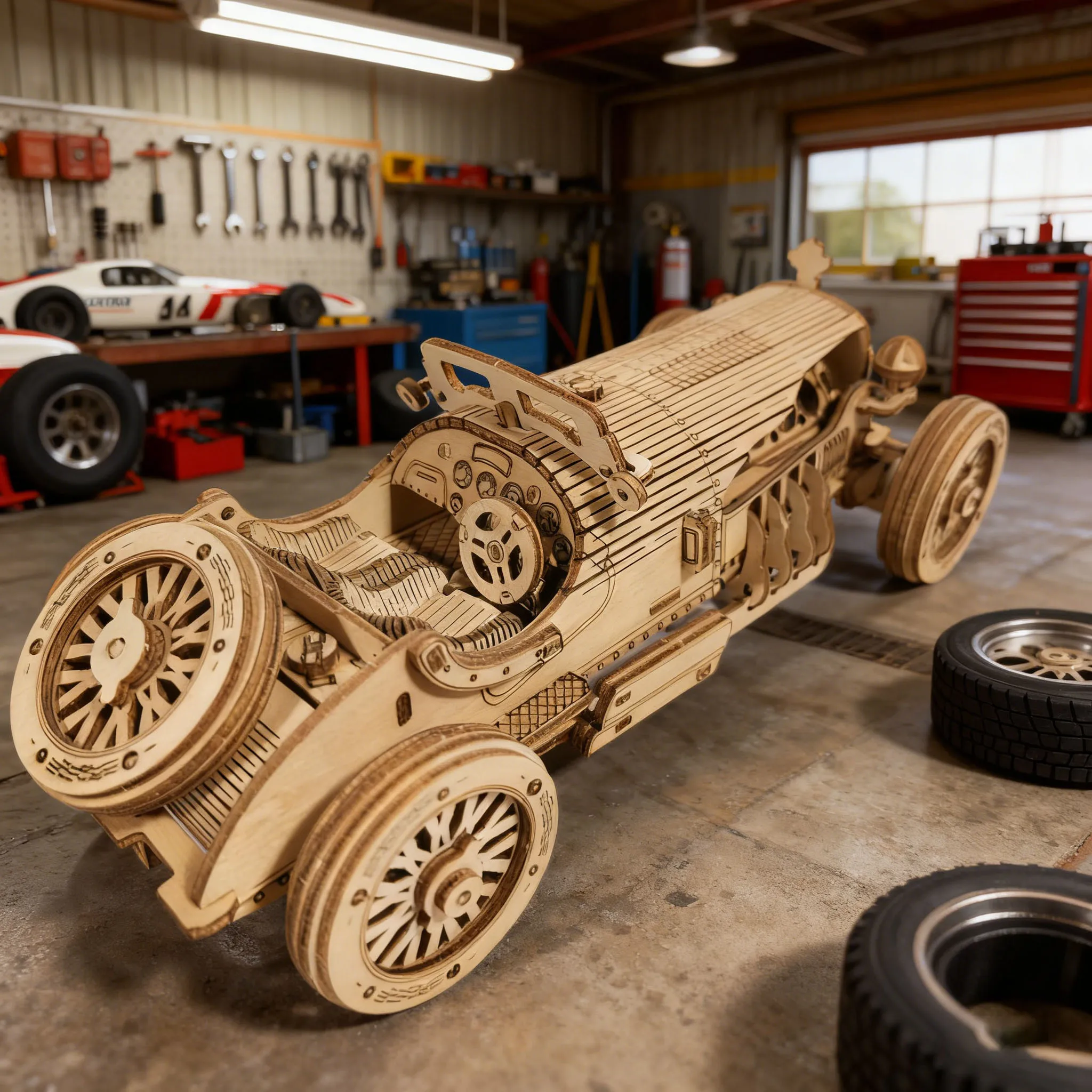 3D Wooden Puzzle Modern Racing Car DIY Hand-Assembled Model Creative Holiday Birthday Gift Toy