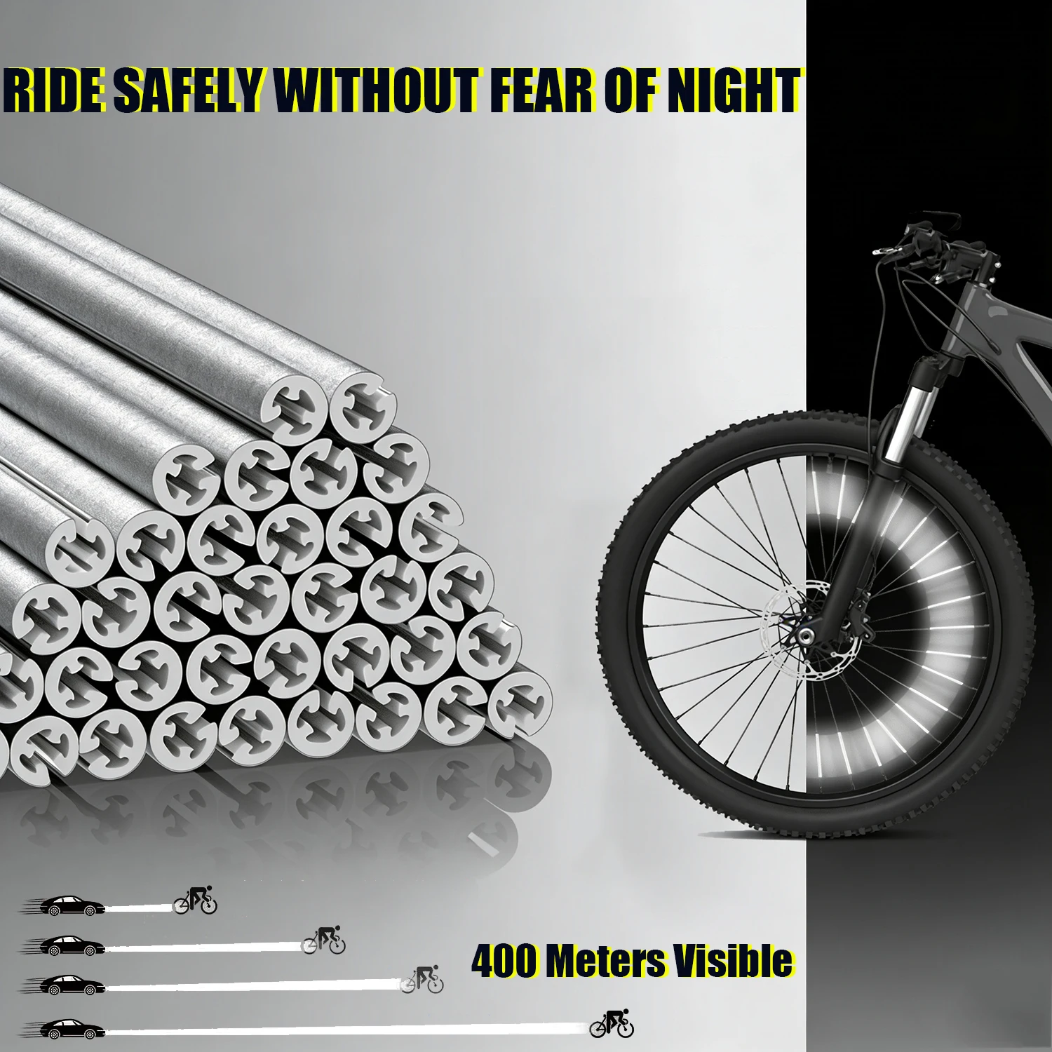 Tube Warning Strip 12/24/36Pcs Reflective Mount Clip Bicycle Wheel Spoke Reflector Stripe Steel Wire Lamp Bike Reflector Light