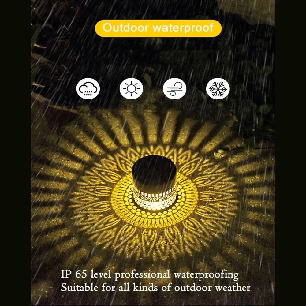 Sunflower Mandala Solar Wall Lamp Waterproof LED Garden Decorative Light Hollow Pattern Metal Fence Wall Light Courtyard Home