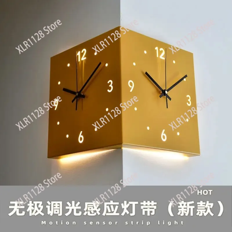 

Modern Simple Double-Sided Corner Clock Silent Design Universal Home Wall Decor