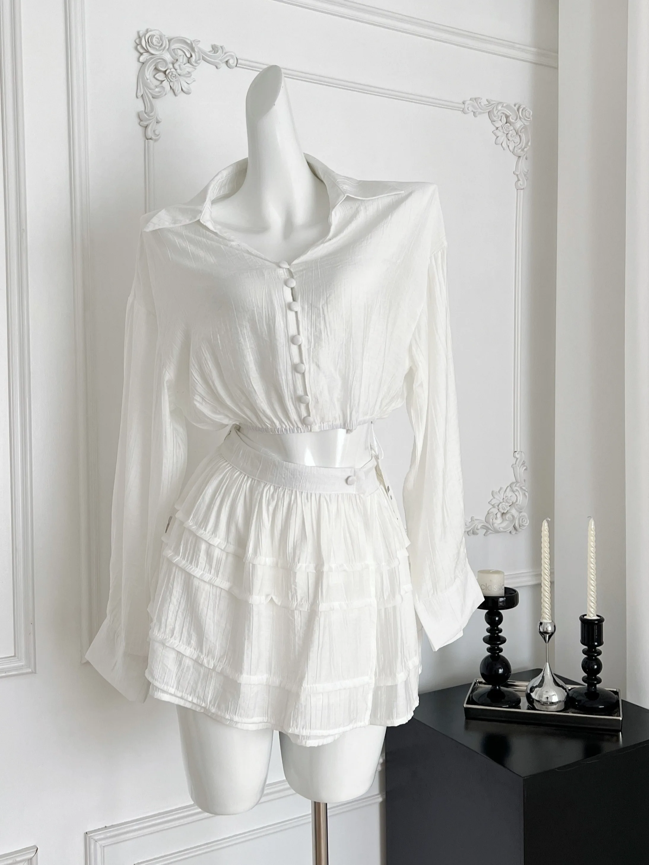 

Fall 2025 Fairy T Set Waist-Cinching Svel ort Long irt High Waist Fluffy f-length Skirt Two-piece Women's Fas...