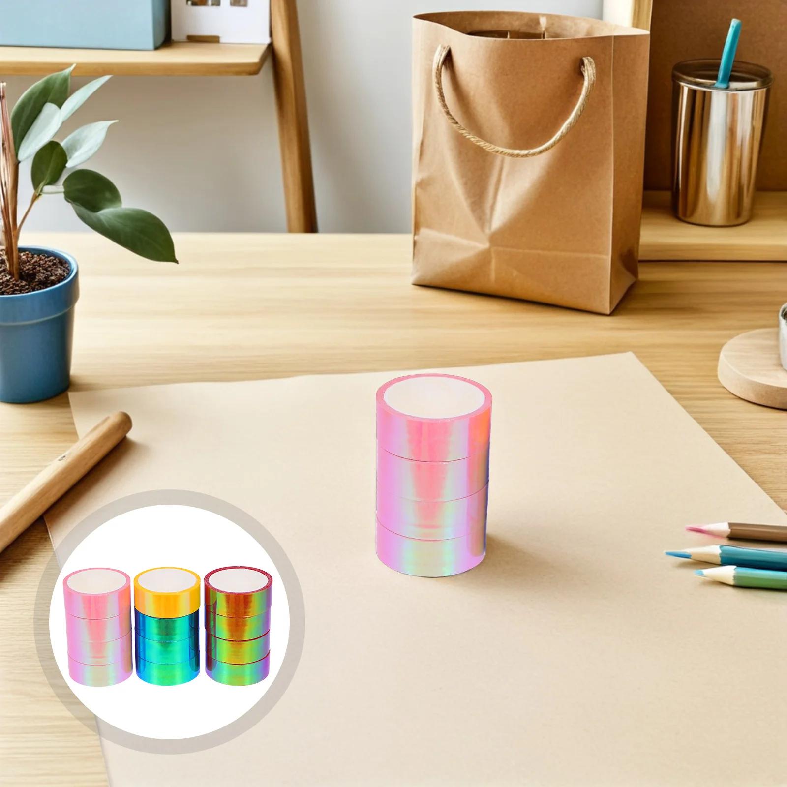 

12 Rolls Rainbow Film Tape Multi Colored Adhesive Perfect for Scrapbooking DIY Projects Art Activities