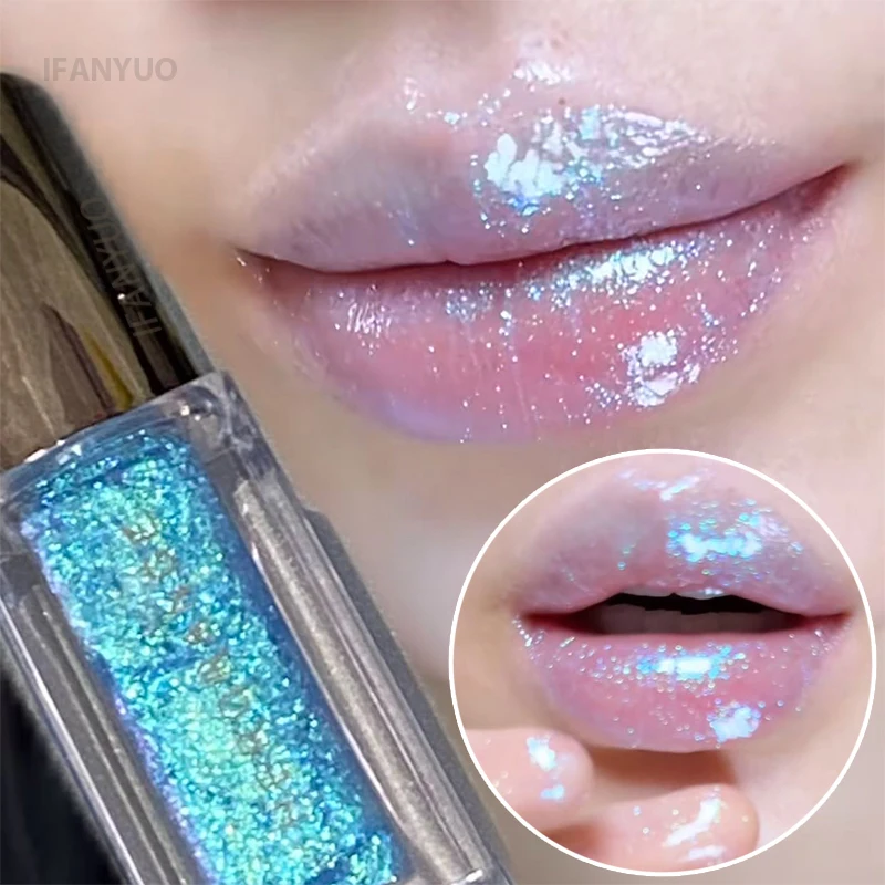 Brillo de labios holográfico láser, 6 colores, lápiz labial líquido, pigmento de sirena, brillo de labios duradero, maquillaje de labios metálico resistente al agua
