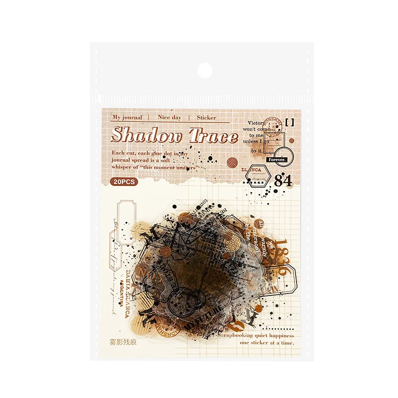 Premium Self Adhesive Paper Stickers 20 Sheets 6 Styles Vintage Mist Trace for Scrapbook Journal Decor Craft Portable