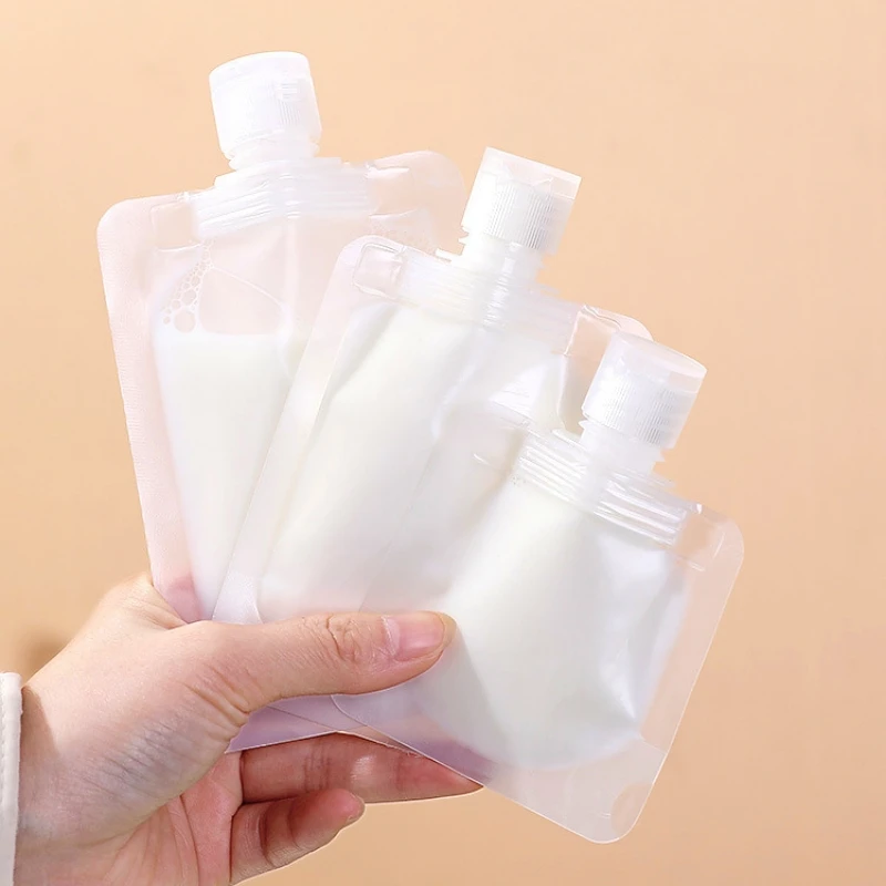 5/10pcs Transparent Lotion Dispenser Bag Portable Travelling Business Disposable Flip-top Sippy Bags 30/50/100ML Sample Pouches