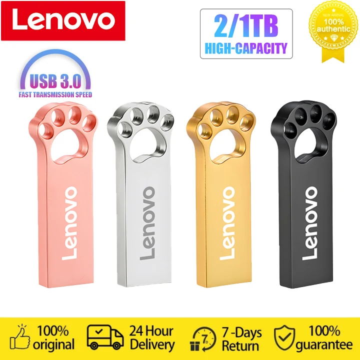 Lenovo-USB محرك أقراص فلاش ، محرك قلم عالي السرعة ، 2 صى ، 1 ، USB 3. 0 عصا ذاكرة ، محرك أقراص فلاش GB ، قرص معدني للكمبيوتر