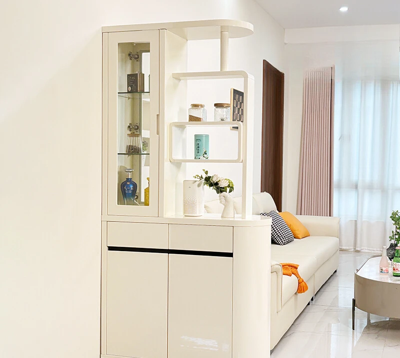 

Cream wind entrance cabinet double-sided integrated against the wall