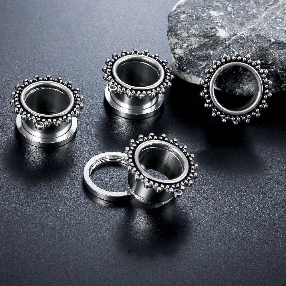 Cavort 10 PCS Wholesale Stainless Steel DIY Allergy Free Basic Dangle Ear Gauge Plugs Tunnels Body Piercing Jewelry Expanders