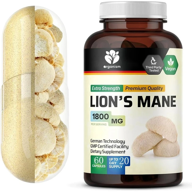 

Дополнительная капсула «Левская грива», 1800 мг, счет 60 штук — веганская порошковая добавка «Глава льва» для поддержки мозга