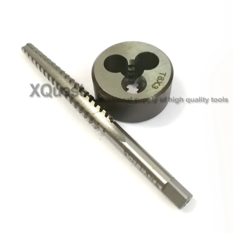 2PCS Metric Trapezoidal thread tap and Die set Right Hand Tr8 T8 T8X1.5 TR8X2 TR8X3 Left hand TR screw taps Round dies T8X2 T8X3