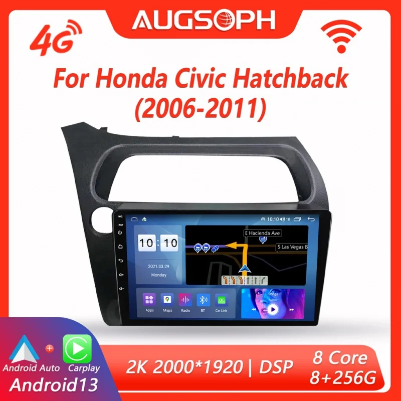 

Android 13 Car Radio for Honda Civic Hatchback 2006-2011, 2K Multimedia Player with 4G Car Carplay & 2Din GPS Navigation.