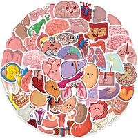 65Pcs Cartoon Human Body Organ Stickers Waterproof Sticker Anatomy Map Decals for Water Bottle Laptop Luggage Phone Kids Toys