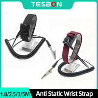 PU1.8/2.5/3/5M Adjustable Anti Static Bracelet Electrostatic ESD Discharge Cable Hand Wrist Band Strap -ESD Grounding Wristband
