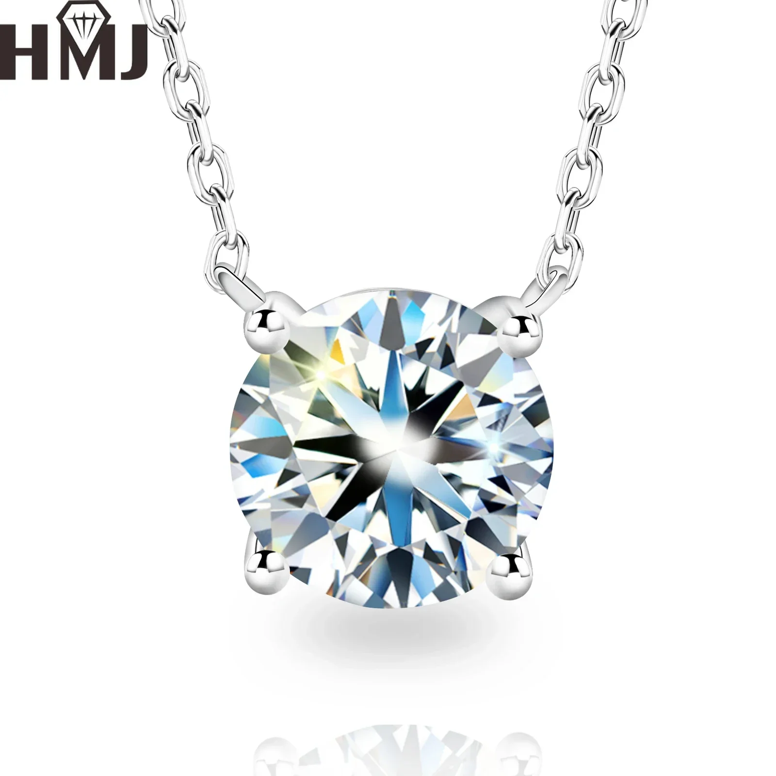 

Moissanite Diamond 6.5mm 1CT Necklace For Woman Pendant 925 Silver Necklace For Women Chains Party Bridal Fine Jewelry