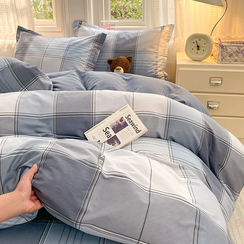 100%Cotton Checkered Duvet Cover Nordic Style Quilt Cover for Home Single/Queen Size funda nordica 150 cama Pure Cotton 이불커버