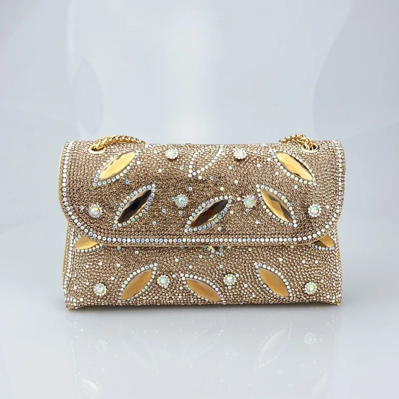 

New High-end Handcrafted Diamond-embellished Clutch Bag With Colorful Diamond Chains Shiny Crossbody Evening Bag