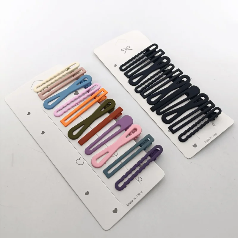 11PCS 6cm Candy Color Colorful Young Hairpins Women Girl Different Rectangle Barrettes Side Clamp Multiple Duck Beak Hair Clips