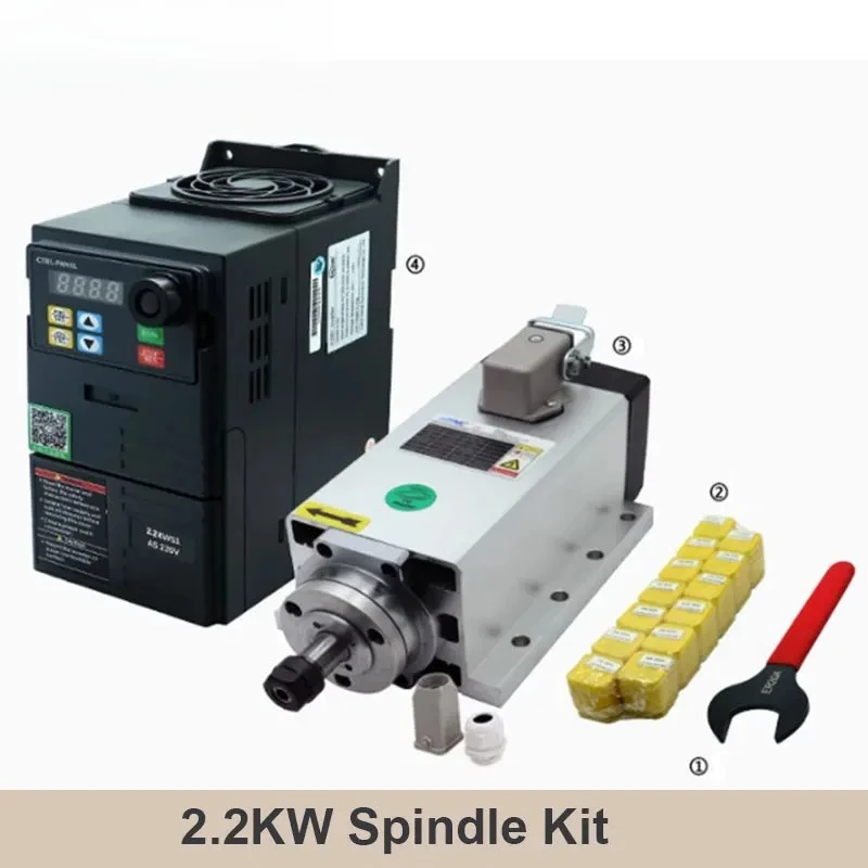 Hot Sell 2.2KW CNC Spindle Motor 110v / 220v ER20 Spindle 0.9Nm 24000RPM +2200w VFD 50/60hz + ER20A wrench + 15pcs ER20 Collet