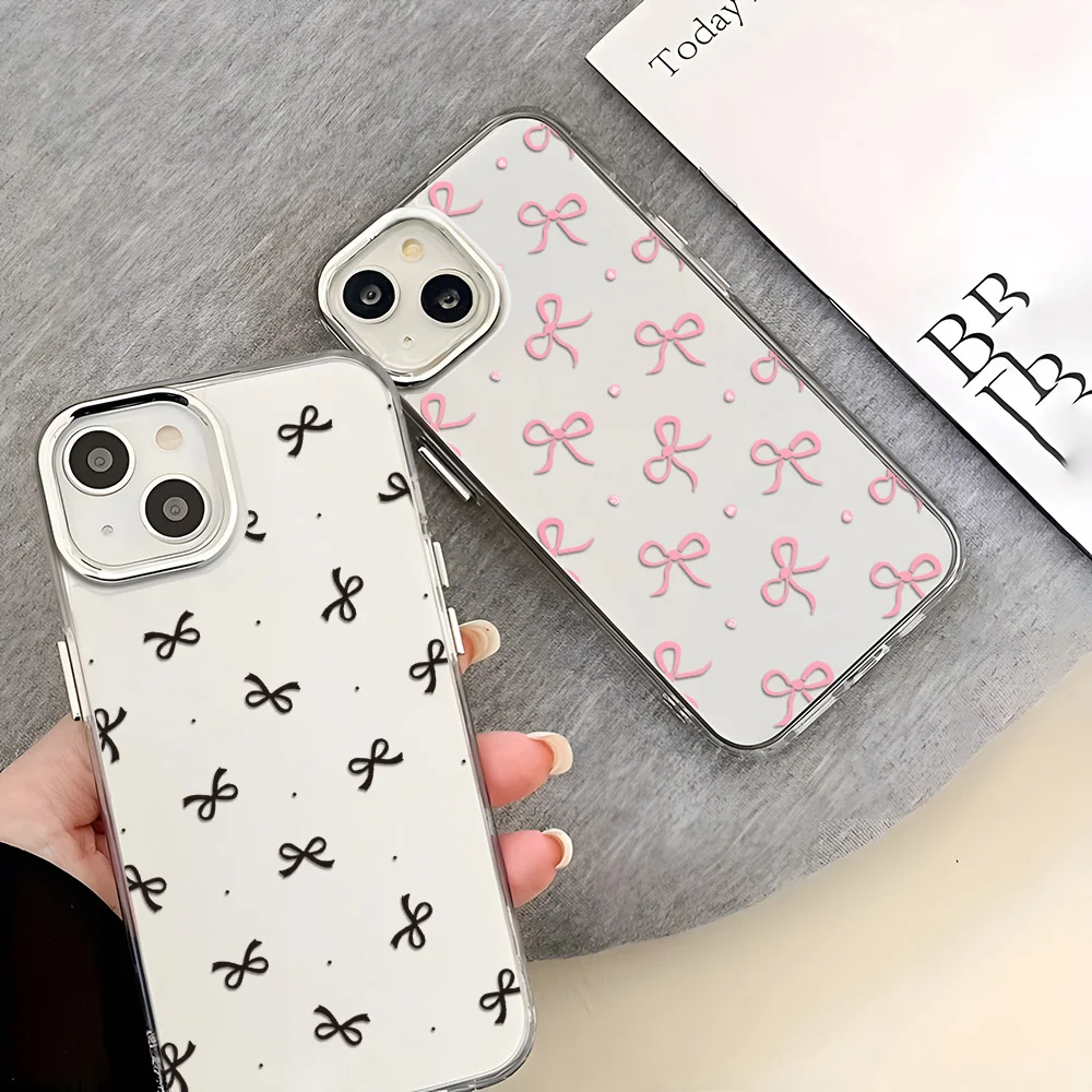 Pink Bowknot Phone Case Samsung Galaxy S24 FE Case S23 S22 S25 Ultra A56 5G A55 A53 A35 A54 A26 A06 A16 A15 A05 A36 Clear Cover