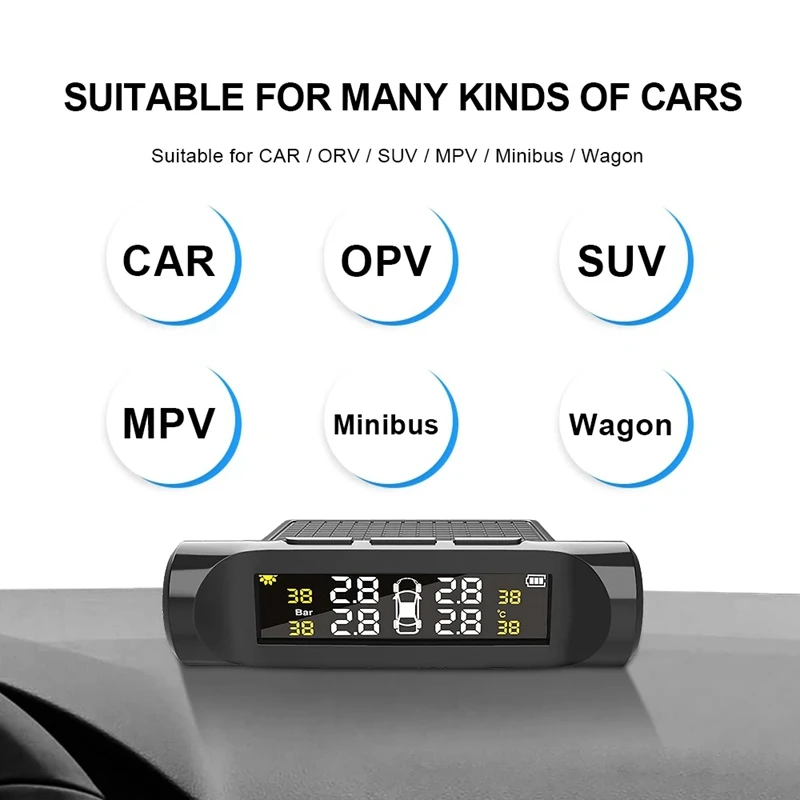 Car TPMS Tyre Pressure Monitoring SystemTyre Pressure Battery Digital LCD Display Auto Security Alarm Systems