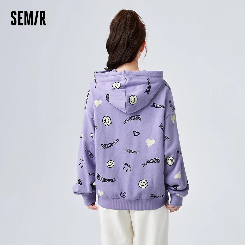 Semir Sweatshirt Women Design Full-Print Cool Niche Winter Casual Loose Personalized Fleece Hooded Sweatshirt