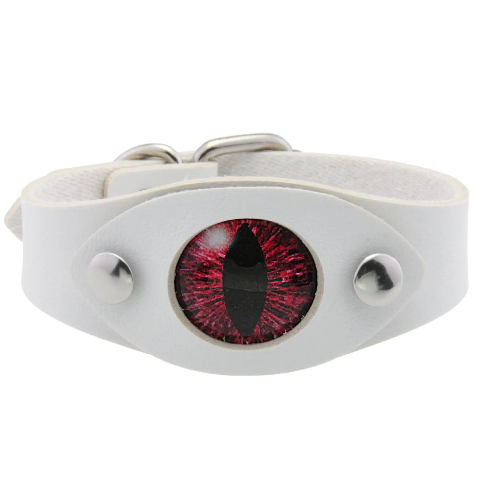 Punk Gothic Rock and roll Red eyes and pupils Leather Bracelet Stainless steel Adjustable Multicolored Blue eyes Bracelet