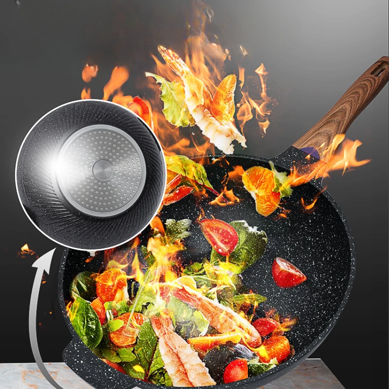 Ergonomic Nonstick Wok Set, Detachable Stone Coated Frying Pan, Splashproof Design for Hassle-Free Cooking on Gas or Induction