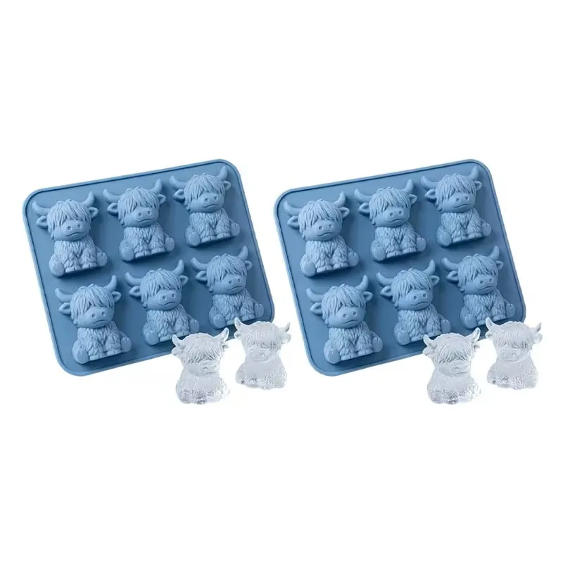 Highland-Kuh-Eiswürfelform, Highland-Kuh-Silikonform, niedliche 3D-Eiswürfel für Whisky, Cocktails, Bier & Getränke, wiederverwendbare Silikonformen