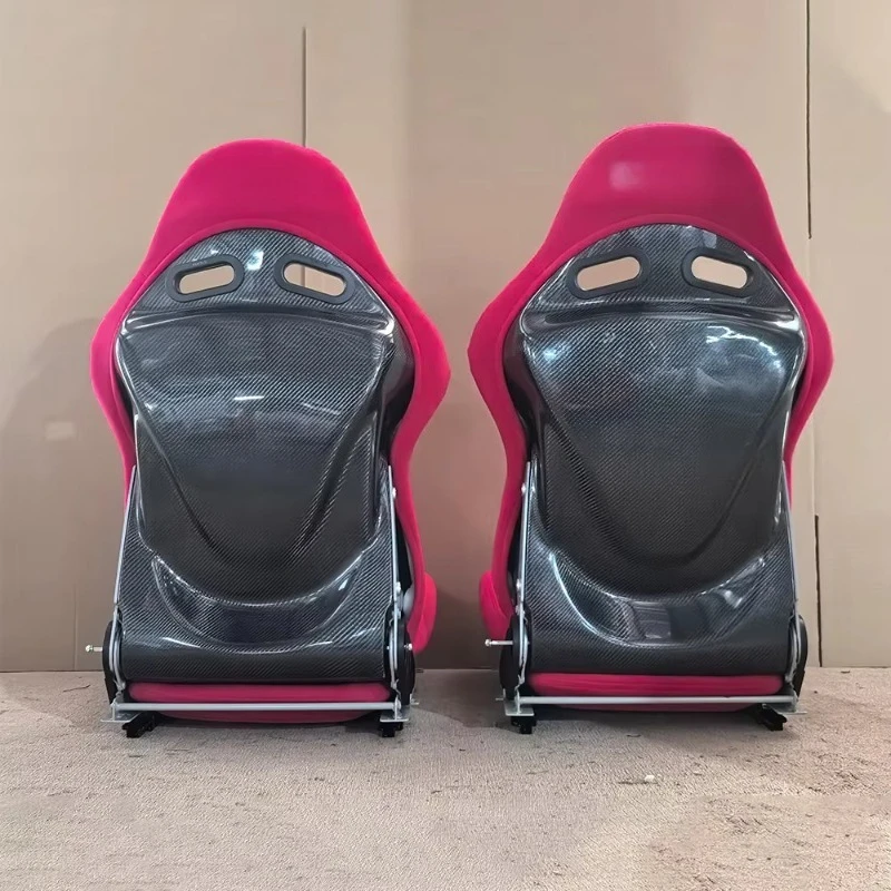 Universal Reclinable Fabric Bucket Racing Seat Fiberglass Carbon Fiber Shell Drift Car Interior Accessory