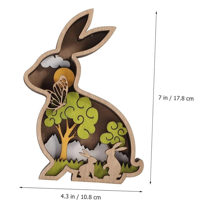 Adorno hueco, conejito de madera, decoraciones de madera, adornos de madera de Pascua