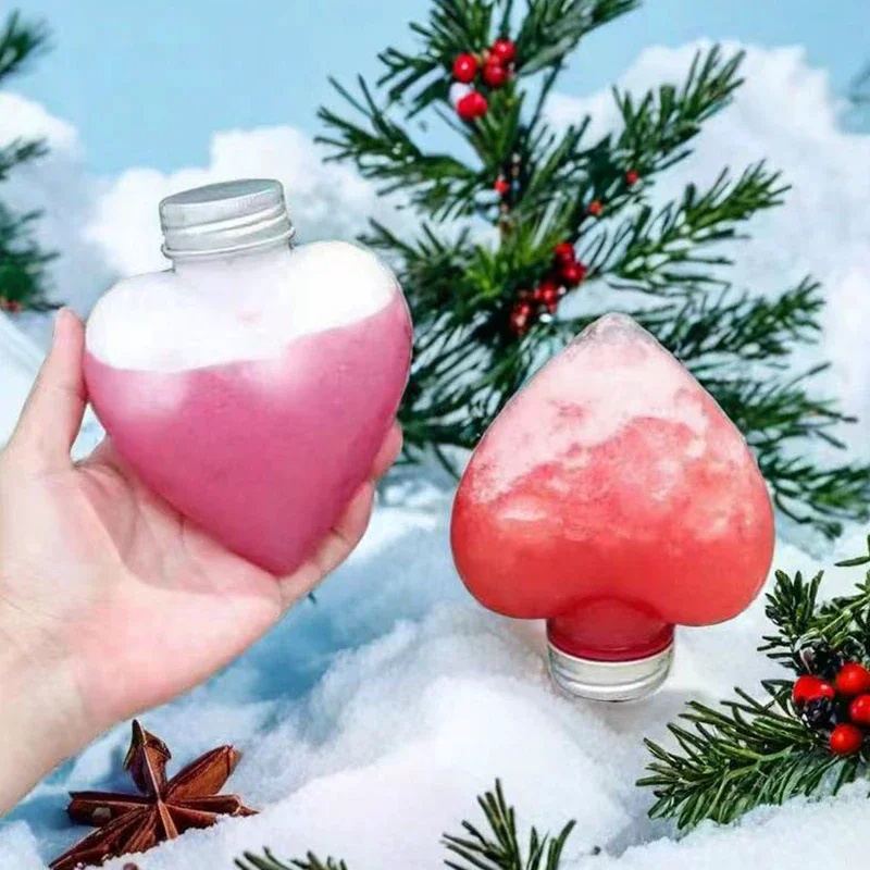 

10 300ml drinking water bottles with lids, plastic water bottles, plastic heart-shaped beverage bottles