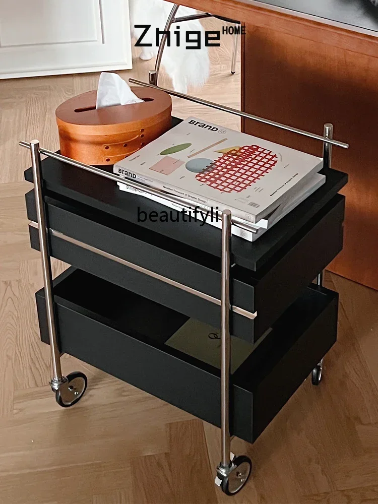 

YH83 Medieval cart stainless steel storage storage mobile retro creative simple living room side few