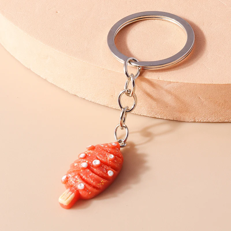 Schöne Süßigkeiten Erdbeer Donut Schlüssel bund Kuchen Eis Schlüssel ringe Obst Essen Schlüssel anhänger für Frauen Mädchen Tasche hängen Anhänger – Detail 11