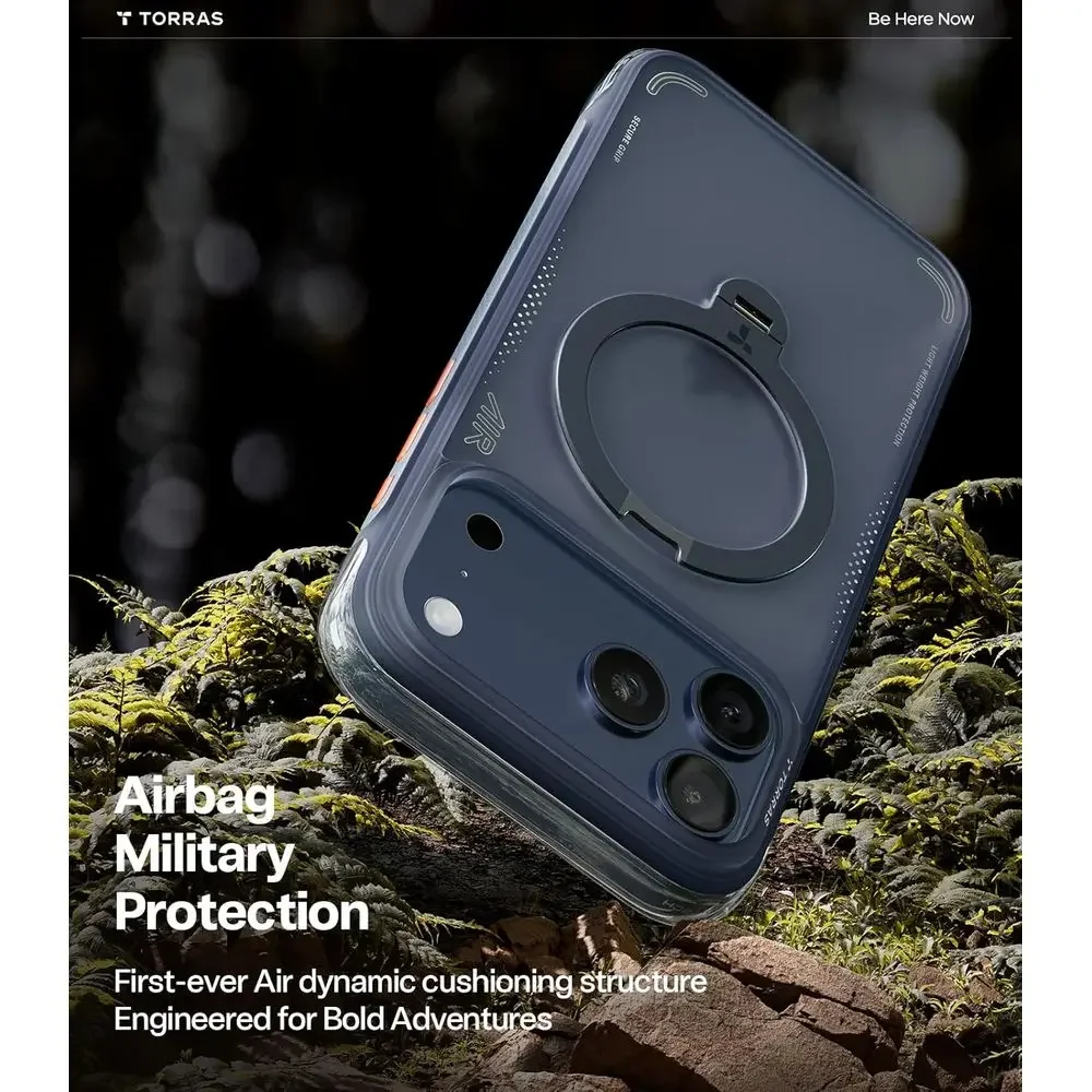 Custodia Ostand Q3 Air per iPhone 17 Pro Max con supporto magnetico a 360°, adatta per MagSafe, testata con caduta di grado Mil, pulsante di controllo della fotocamera,