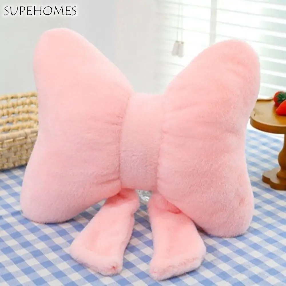 

Universal Plush Bow Pillow Cute Waist Support Bowknot Waist Pillows Solid Color Stuffed Bow Throw Pillows Home Decor