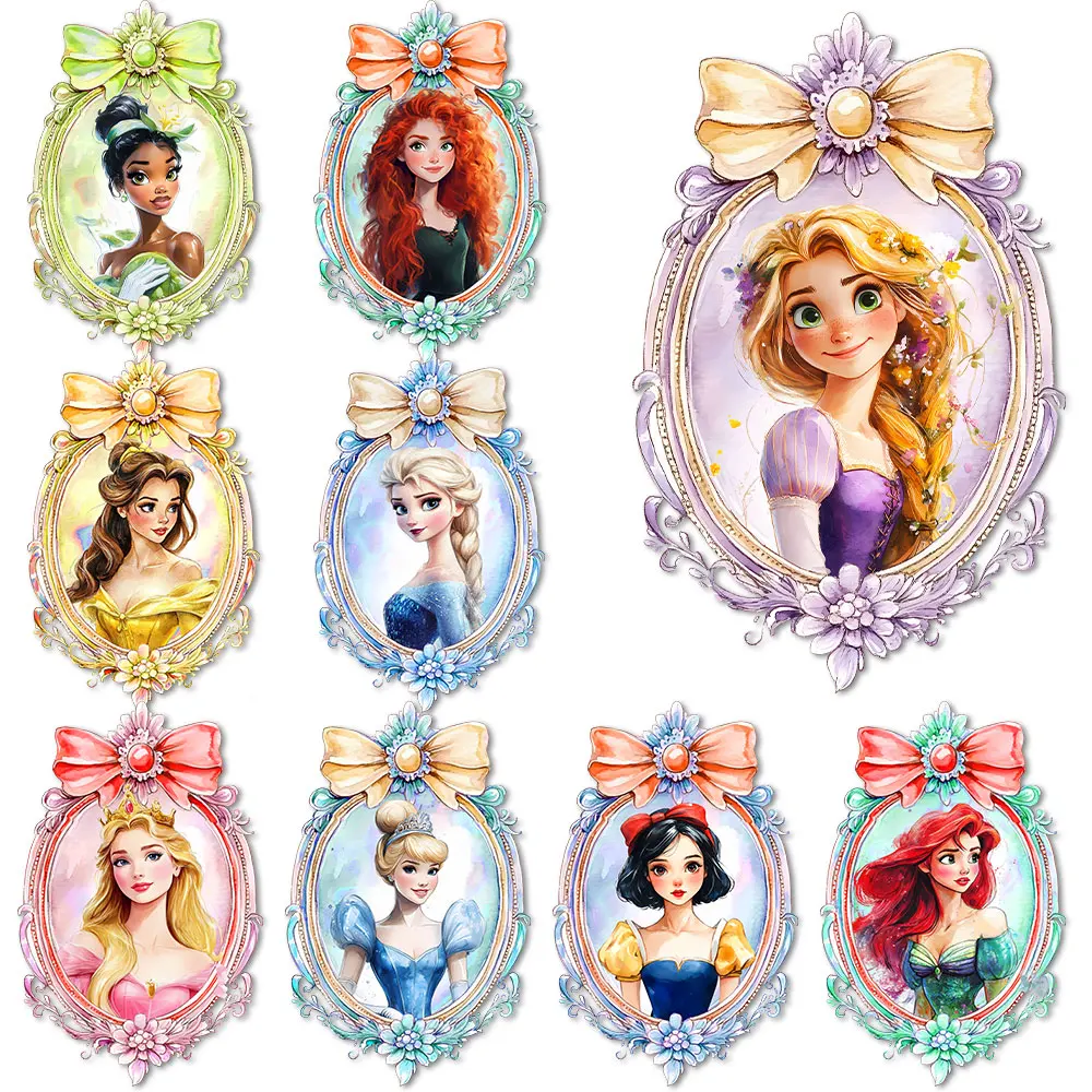 Kasteelprinsessen strik hittetransfer stickers strijk-op decals voor kleding thermische patches op T-shirts - afbeelding 2