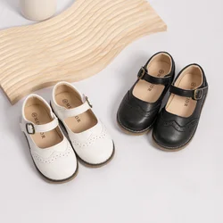 Mała dziewczynka Solid Color Round Head Small Leather Shoes Spring Girls Stage Princess Shoes Soft Bottom Moccasins Baby Casual Shoes