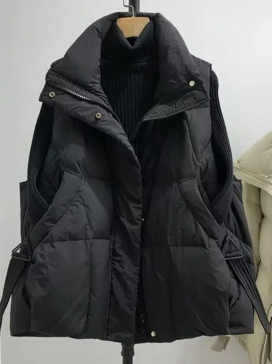 

Faionable Thiened down Cotton Vest Women's ort Loose Slimming Warm Outerwear Autumn Seasonal Inverted Seasonal Jaet