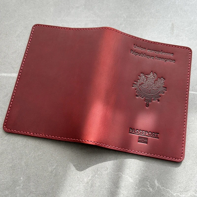 genuine leather Française Passport Cover Men 100% Genuine Leather Covers for Passport Holder Personalised Gifts for Men